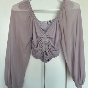 Fashion Nova Purple Ruched Long Sleeve Blouse